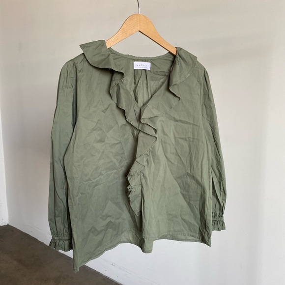 $207 New Green Velvet by Graham & Spencer “Cinthia” Cotton Blouse Sz Small - Picture 2 of 13